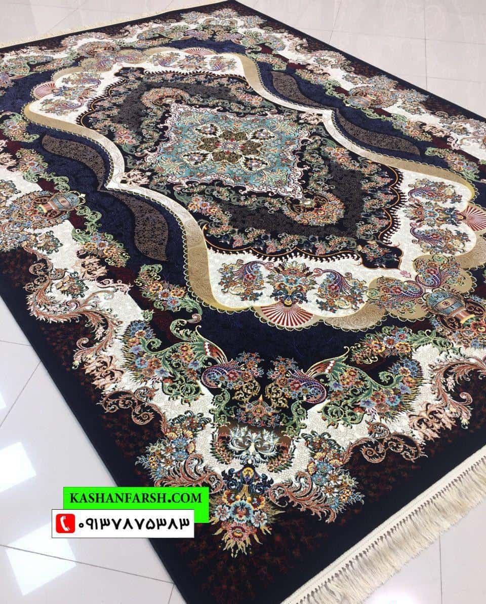 فرش ماشینی کاشان طرح چشمک 1000 شانه