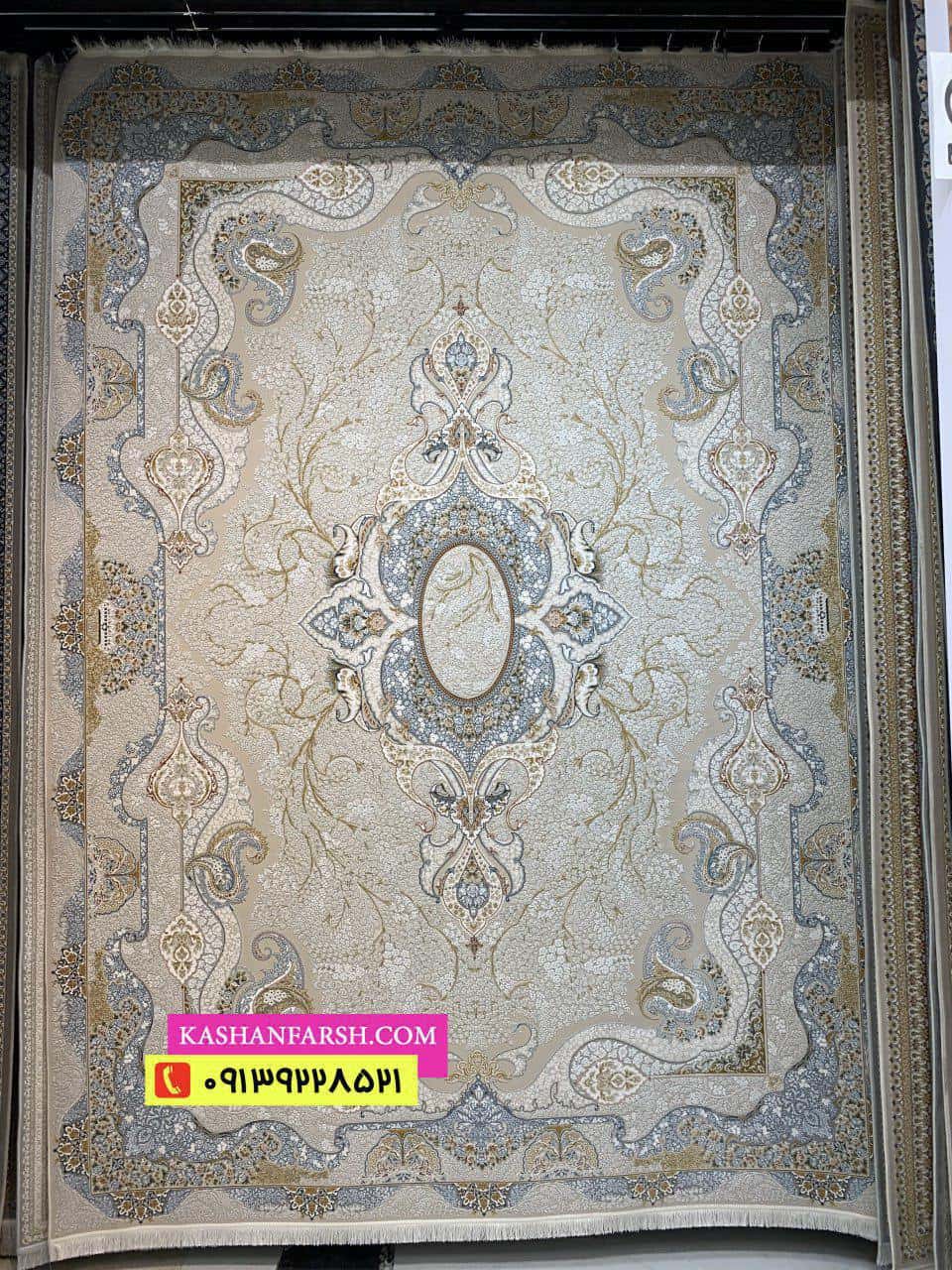 فرش ماشینی کاشان طرح زمرد 1200 شانه برجسته
