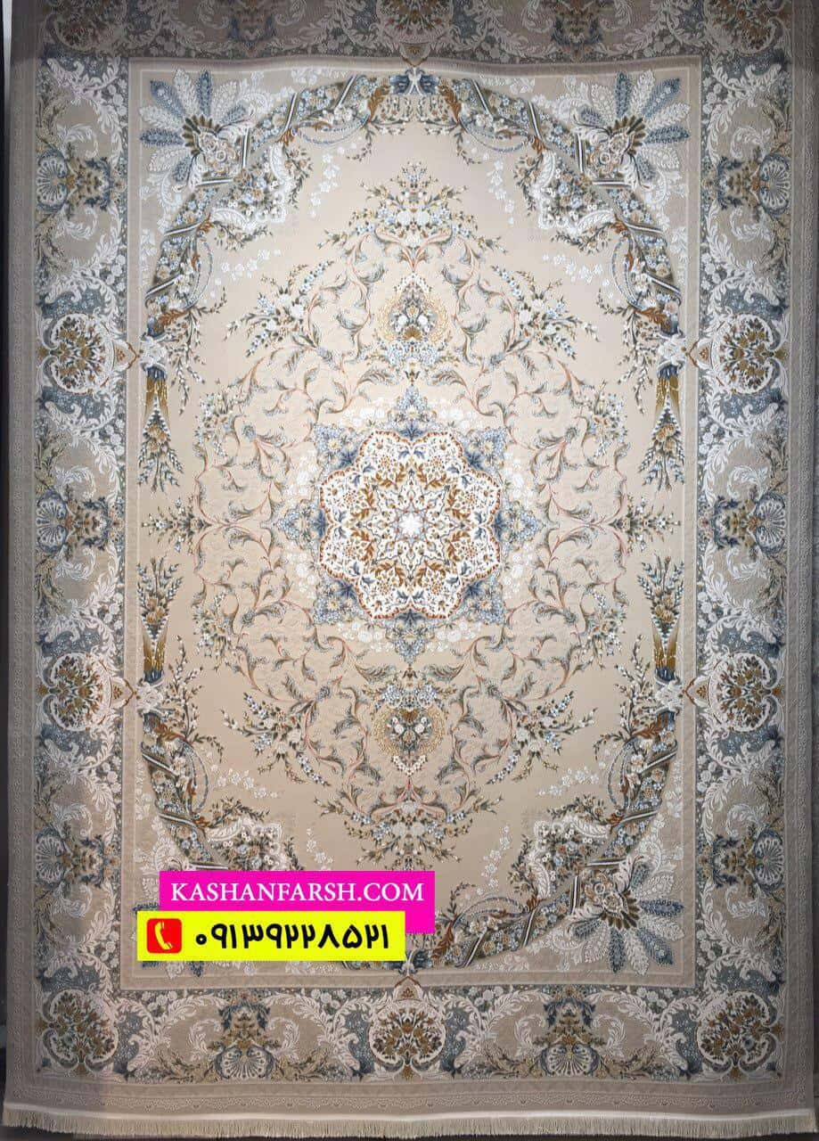 فرش ماشینی کاشان طرح تیتانیوم 1200 شانه برجسته