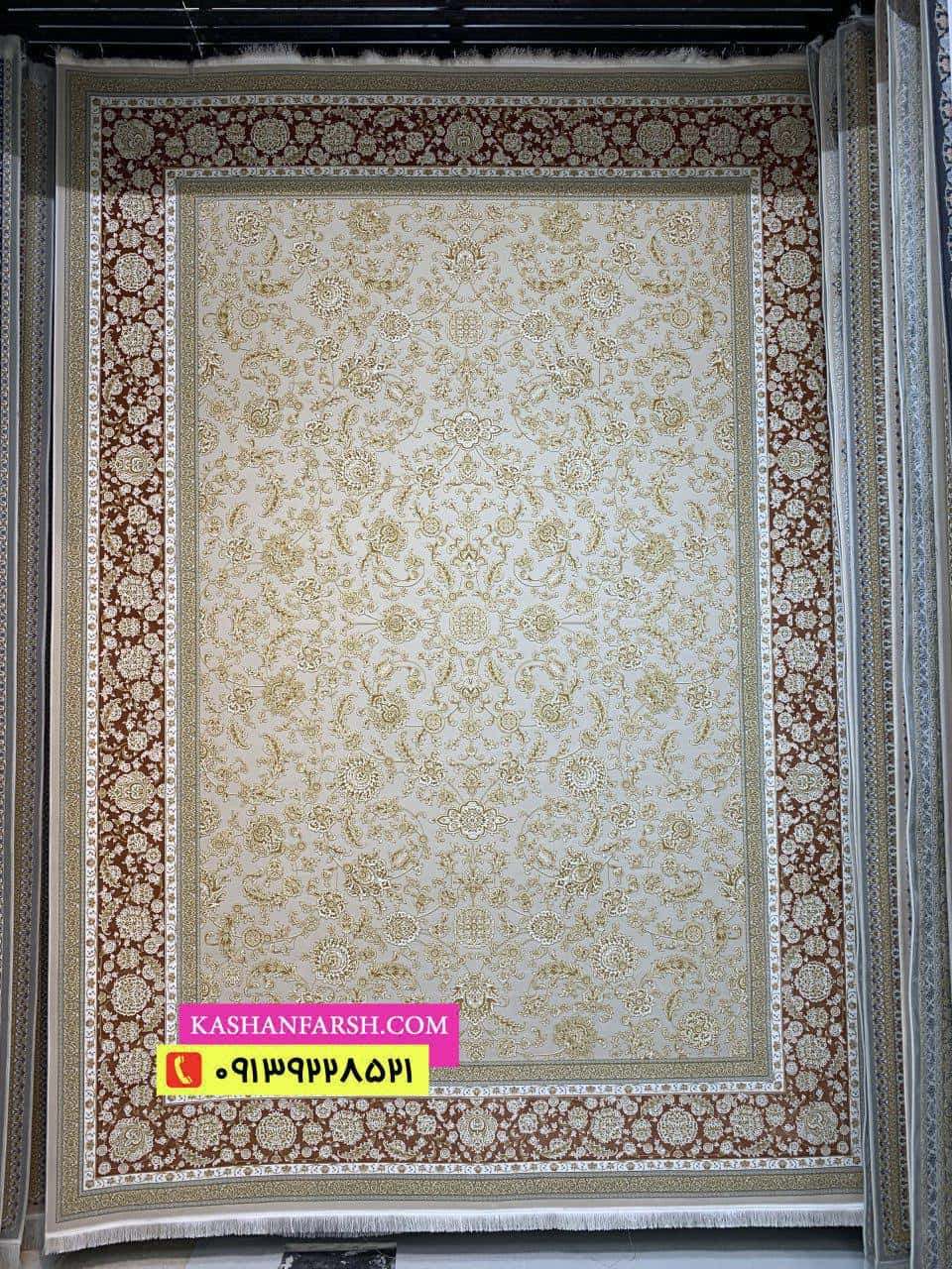 فرش ماشینی کاشان طرح کویر 1200 شانه برجسته