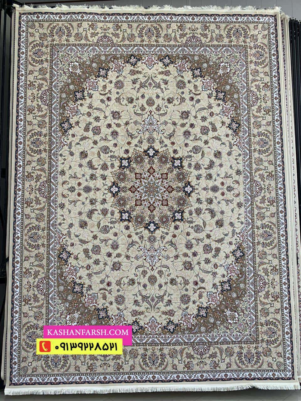فرش ماشینی کاشان طرح اردهال 1200 شانه برجسته
