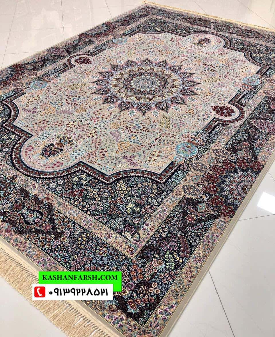 فرش ماشینی کاشان طرح سی گل 1200 شانه