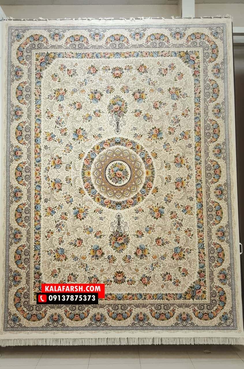 فرش ماشینی کاشان طرح گل افشان 1200 شانه