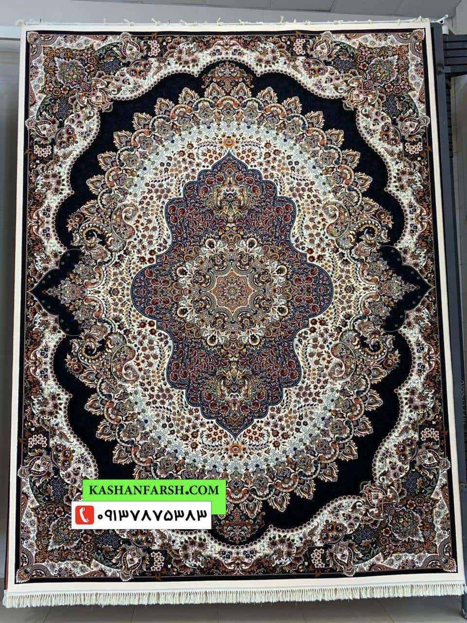 فرش ماشینی کاشان طرح ارکیده 700 شانه