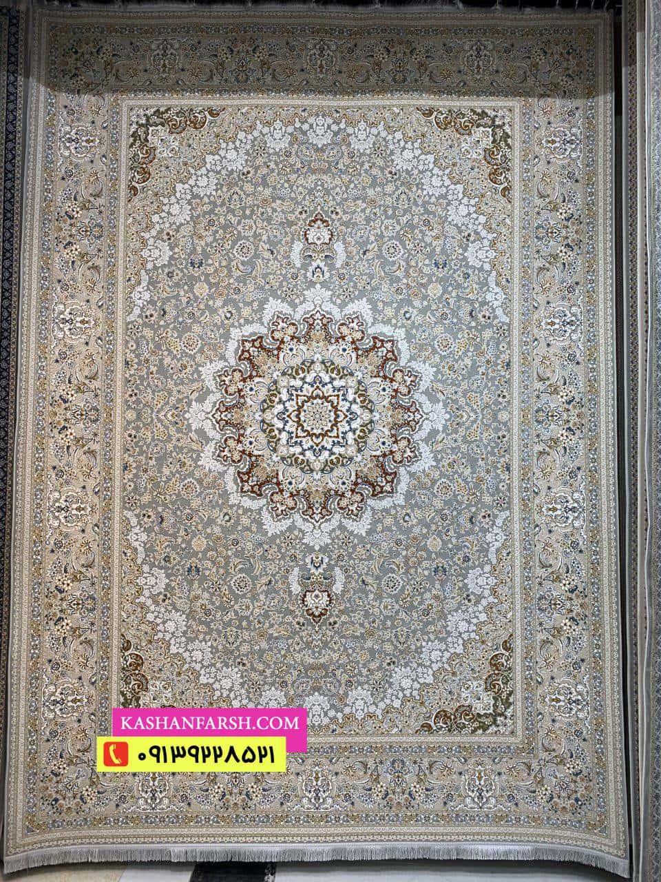 فرش کاشان طرح اعیان 1200 شانه برجسته