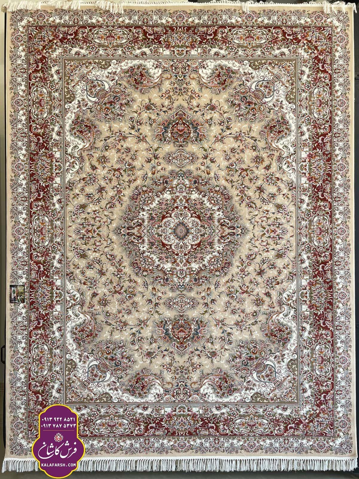 فرش ماشینی طرح خطیبی کرم تبریز 1200 شانه