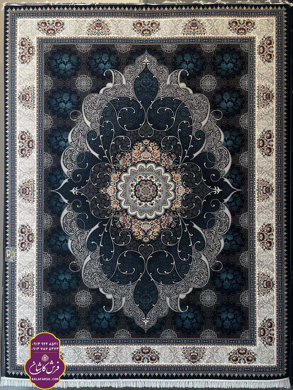 فرش ماشینی طرح چکاوک سرمه ای 700 شانه