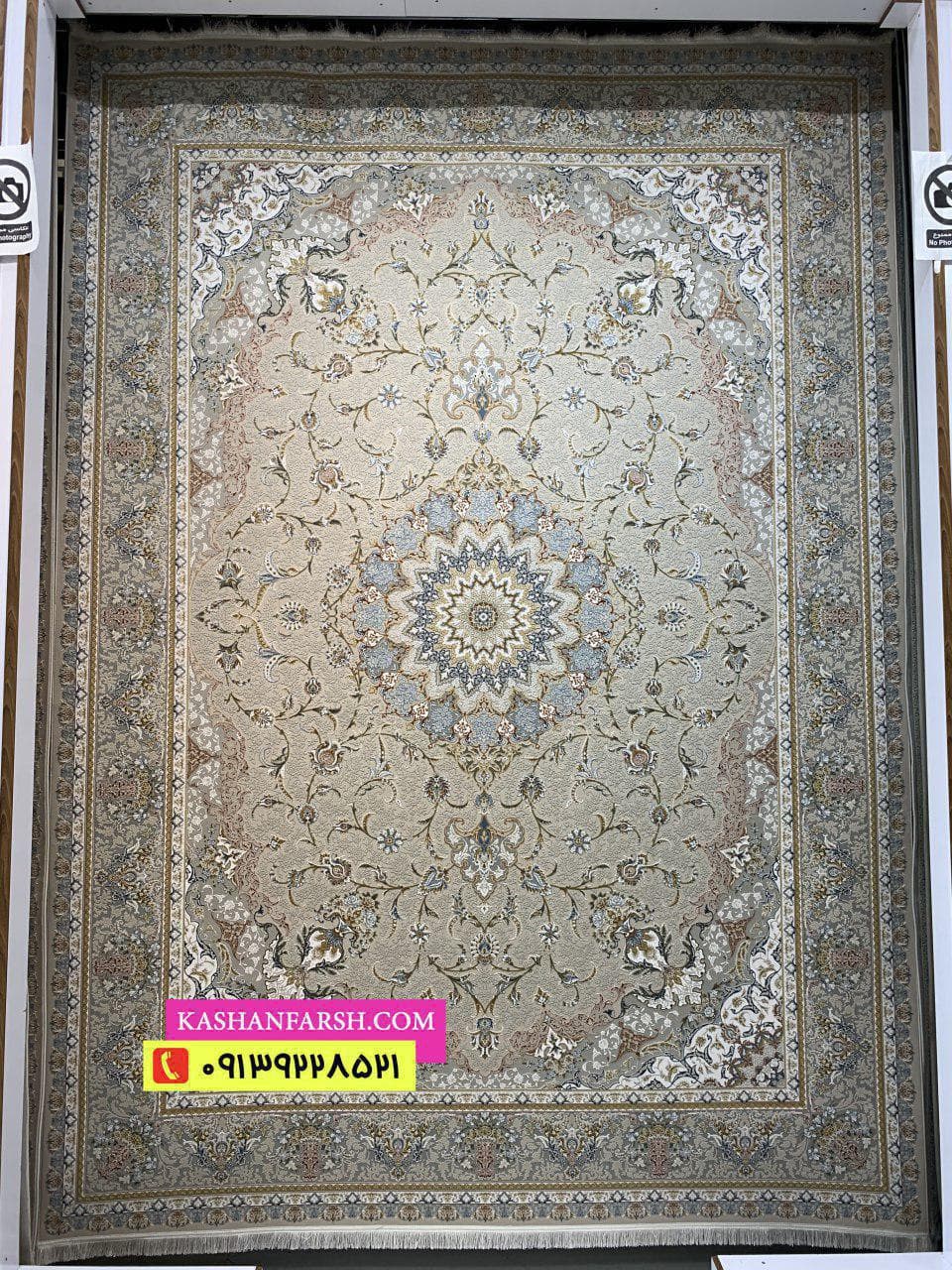 تصویر فرش فرش ماشینی کاشان طرح عقیق 1200 شانه برجسته — نمای 1