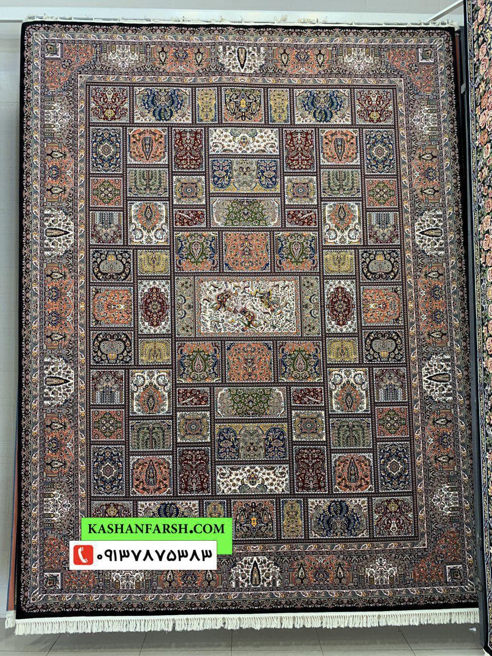 تصویر فرش فرش ماشینی کاشان طرح خشتی 700 شانه — نمای 1