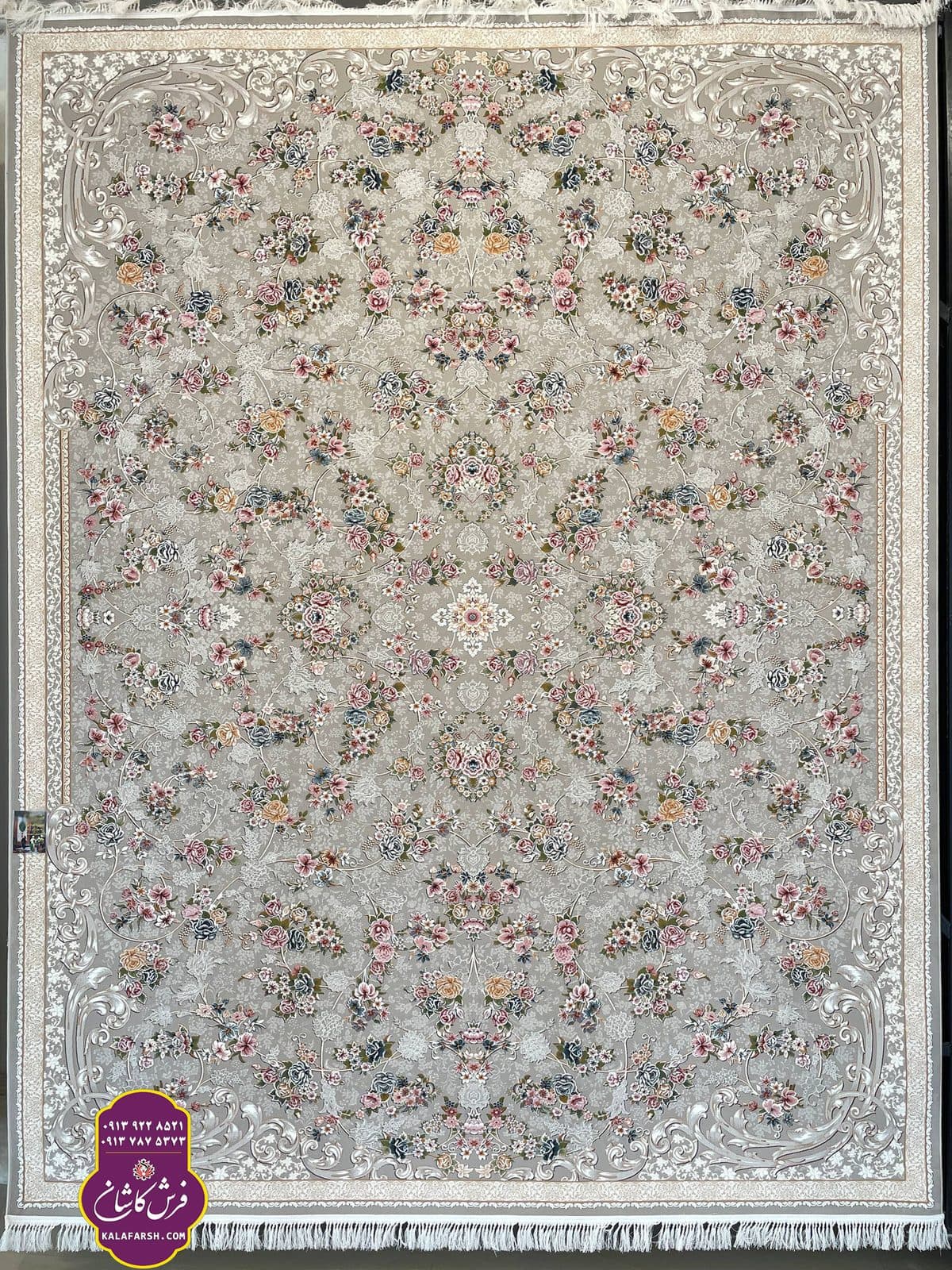 فرش ماشینی طرح پروا نقره ای تبریز 1200 شانه