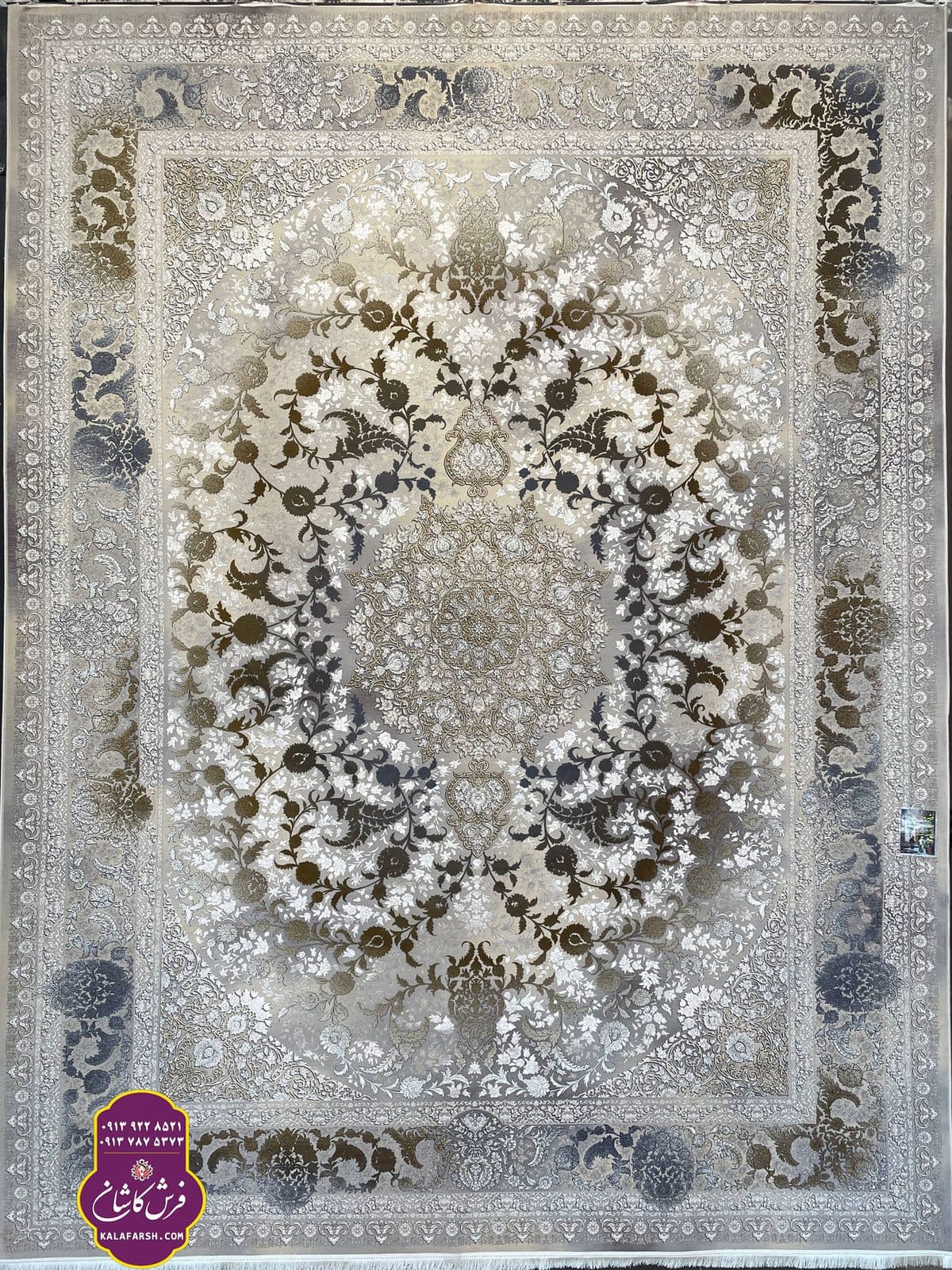 فرش ماشینی طرح مهراوا سیلور اشراقی 1200 شانه