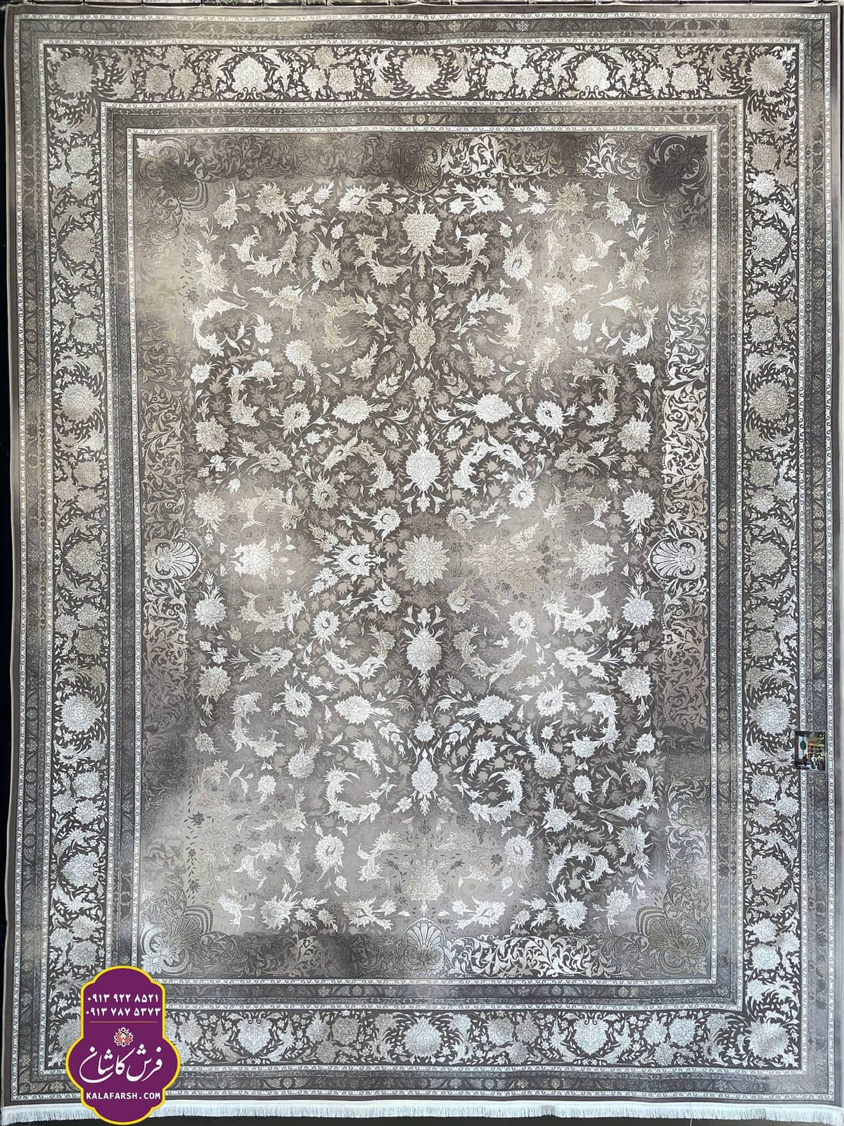 فرش ماشینی طرح ماهلین نسکافه ای اشراقی 1200 شانه