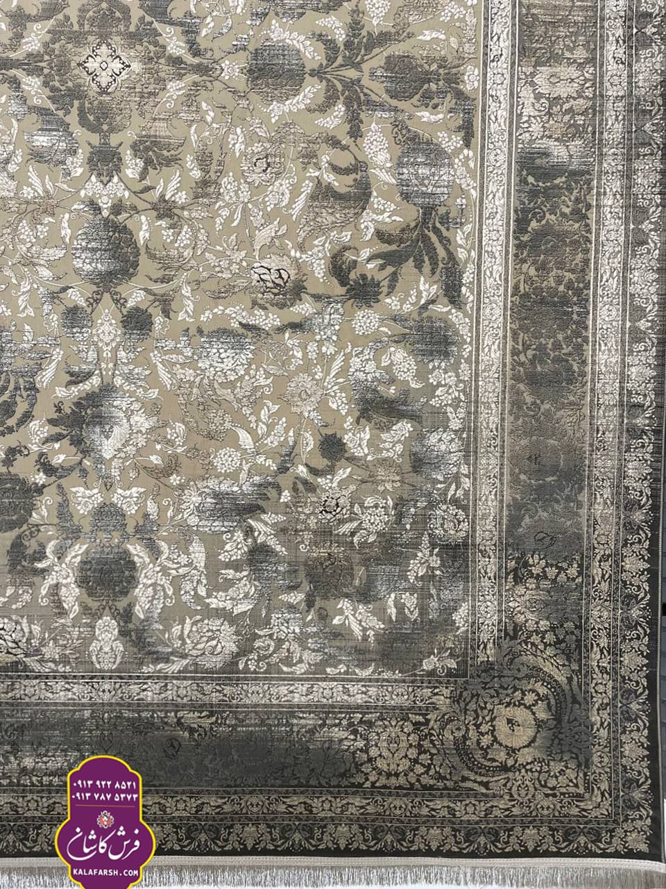 فرش آرینا نقره ای 1200 شانه گل برجسته