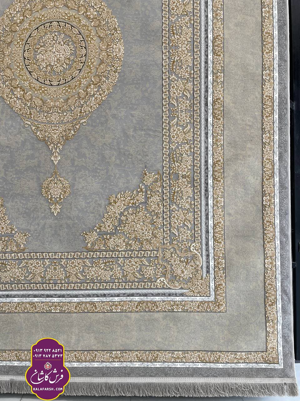 فرش باران طوسی 1200 شانه گل برجسته