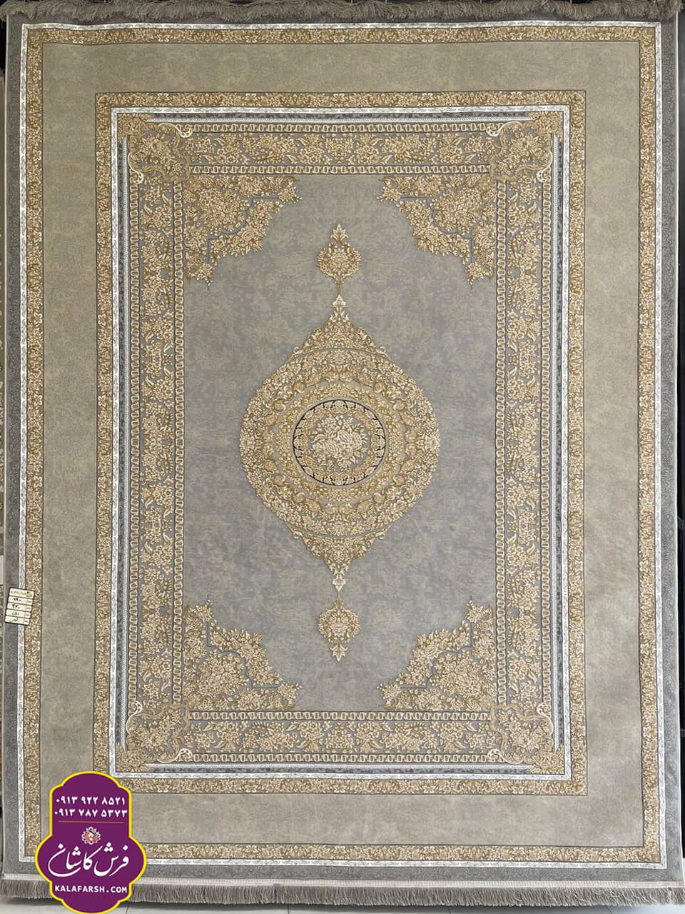 تصویر فرش باران طوسی 1200 شانه گل برجسته — نمای 1