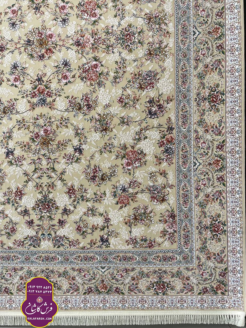 فرش بهشت کرم 1200 شانه گل برجسته