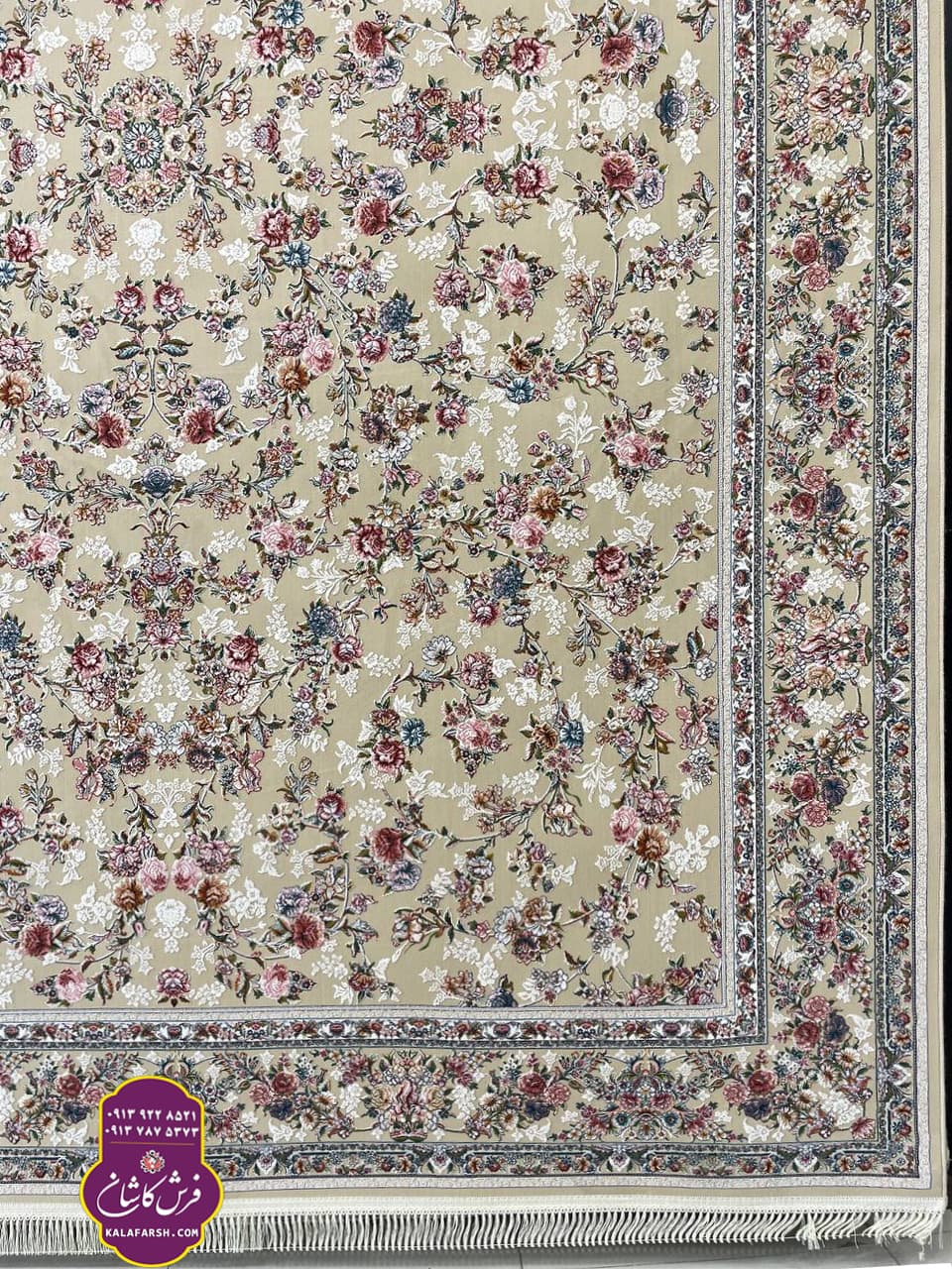 فرش پردیس کرم 1200 شانه گل برجسته