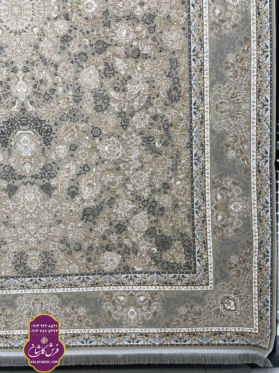 فرش سروین نقره ای 1200 شانه گل برجسته