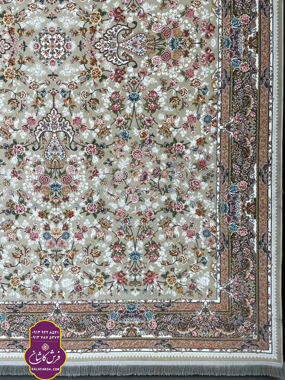فرش سعادت نقره ای 1200 شانه گل برجسته