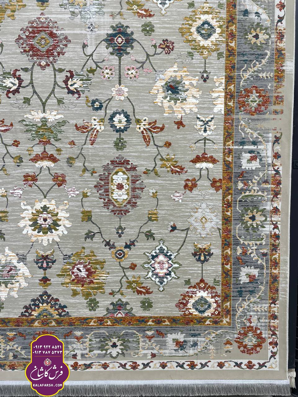 فرش سلطان بژ 1200 شانه گل برجسته