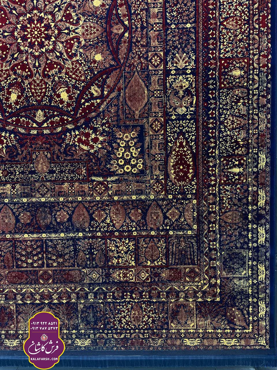 فرش کد1115 سرمه ای 1200 شانه گل برجسته