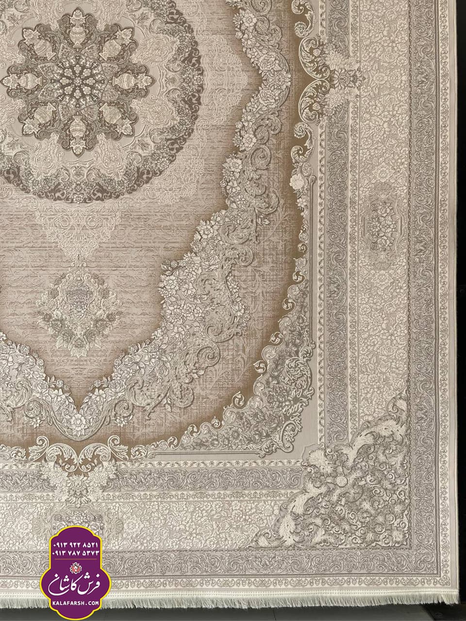 فرش کد3245 موکا 1200 شانه گل برجسته