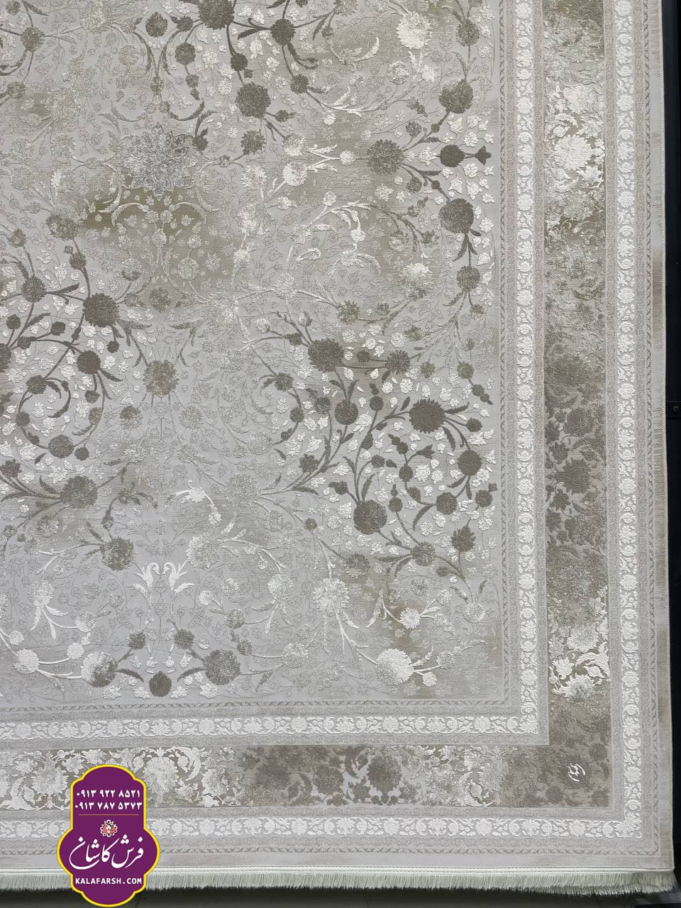 فرش کد3340 موکا 1200 شانه گل برجسته