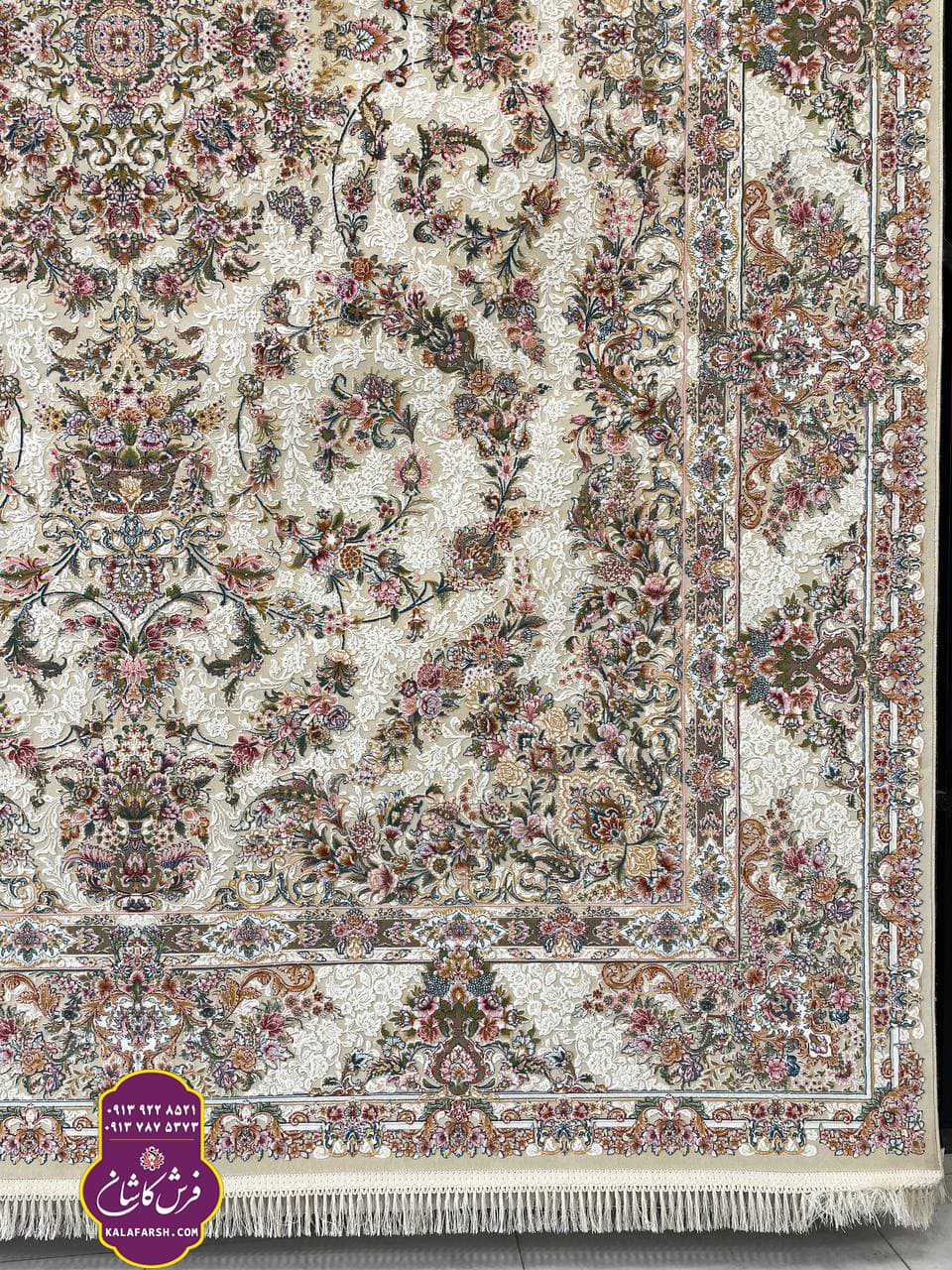 فرش کیانا کرم 1200 شانه گل برجسته