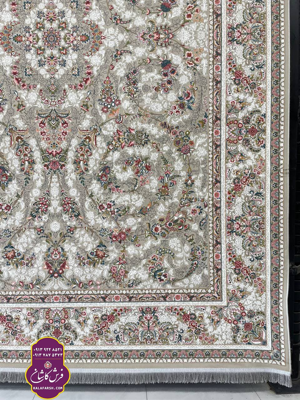 فرش گل گندم نقره ای 1200 شانه گل برجسته