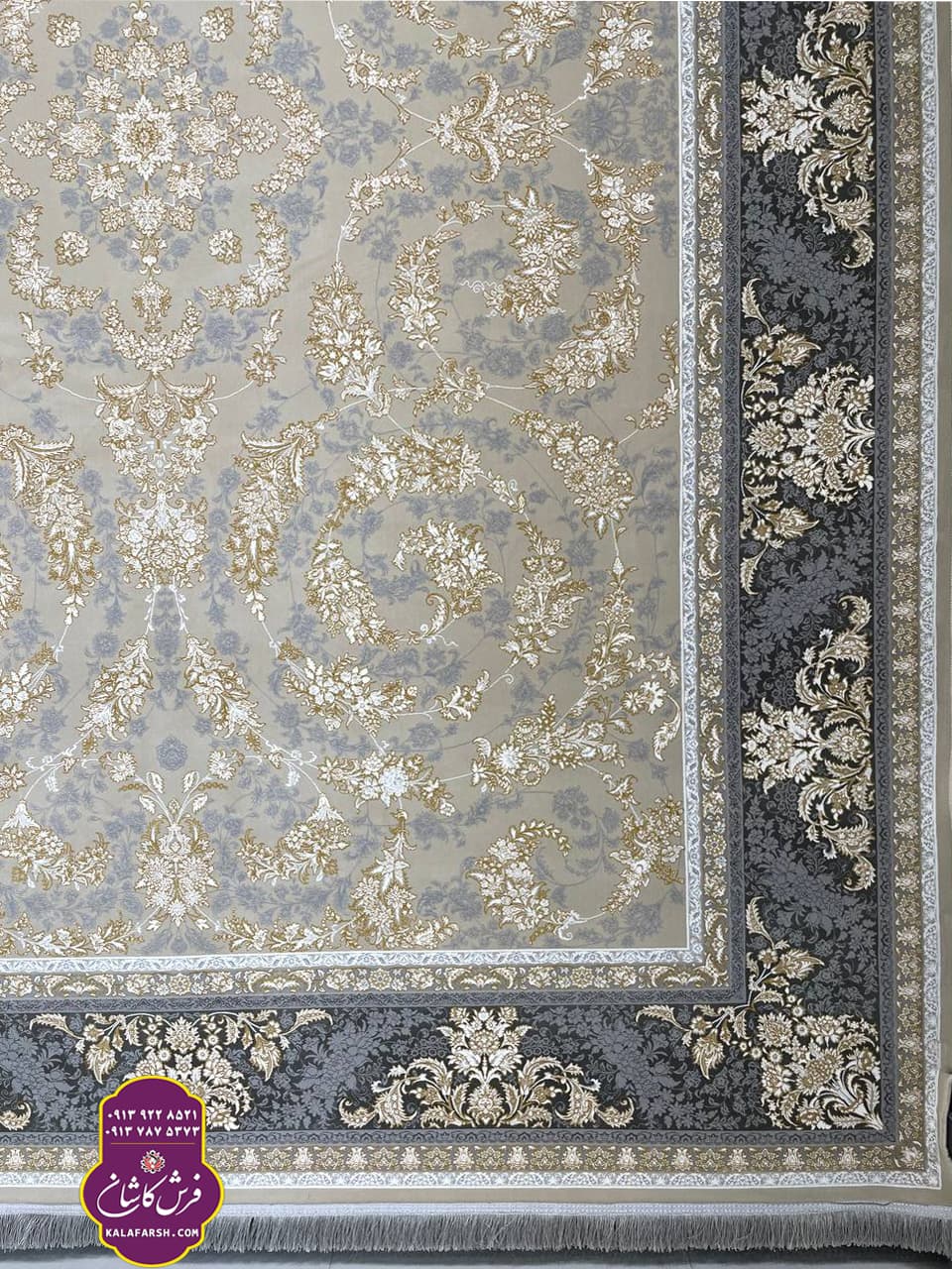 فرش مارال نقره ای 1200 شانه گل برجسته
