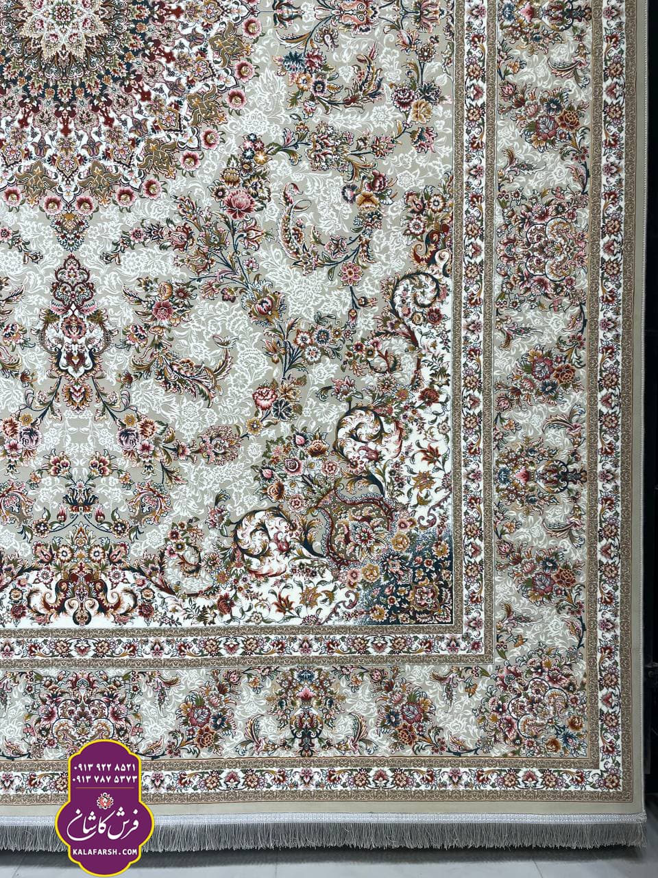فرش ماهان نقره ای 1200 شانه گل برجسته