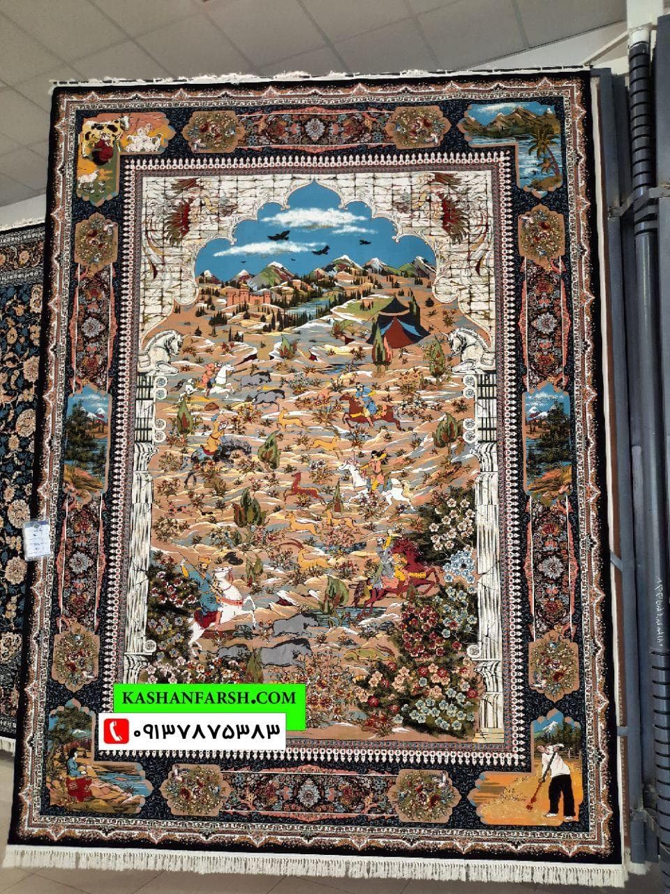 تصویر فرش فرش ماشینی طرح شکارگاه 1200 شانه — نمای 1