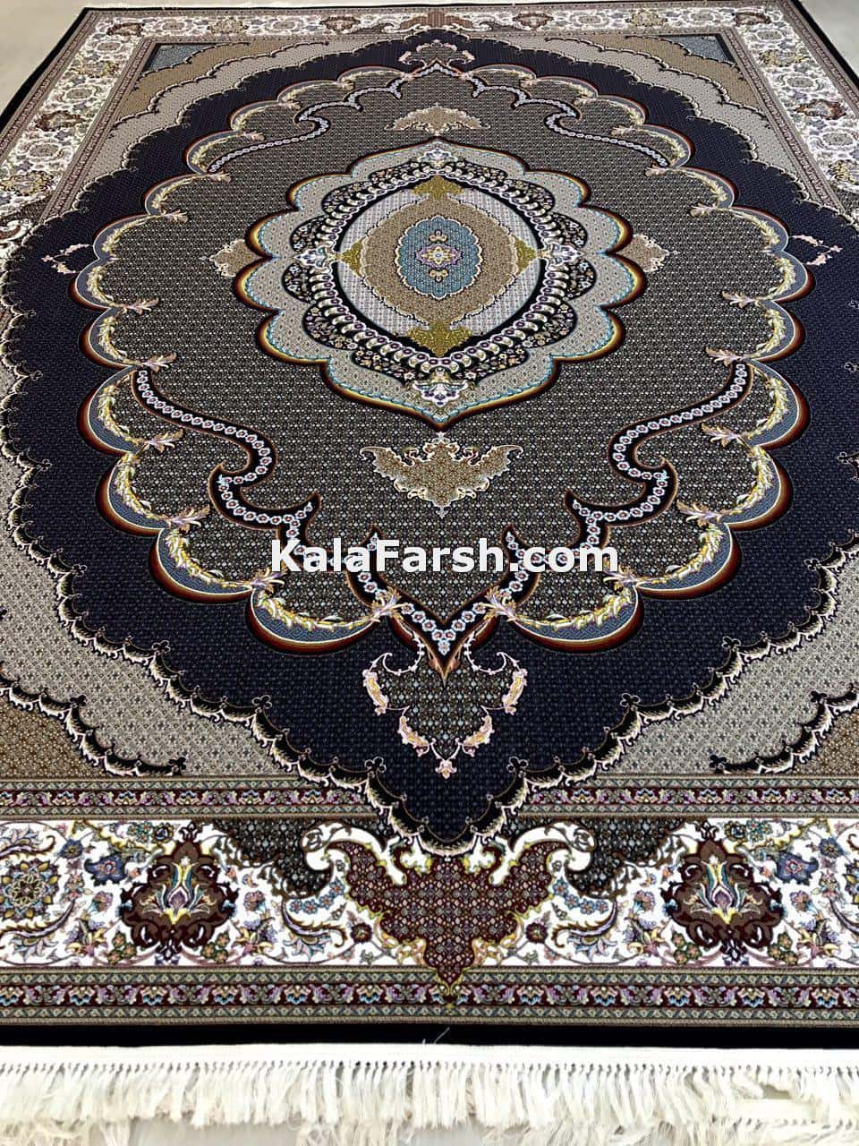 فرش ماشینی کاشان طرح مرجان ماهی 1000 شانه