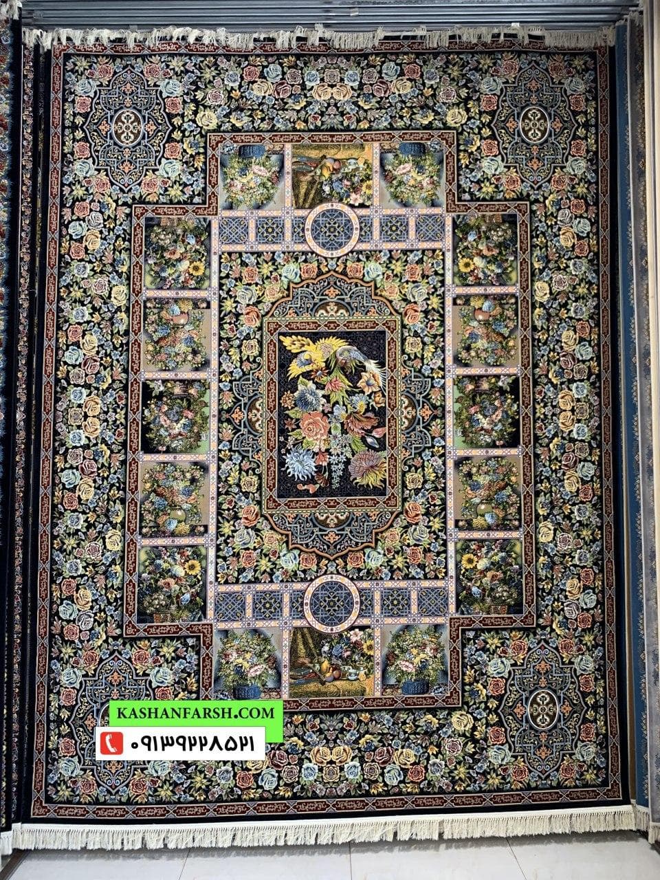 تصویر فرش فرش ماشینی کاشان باغ ارم 1000 شانه — نمای 1