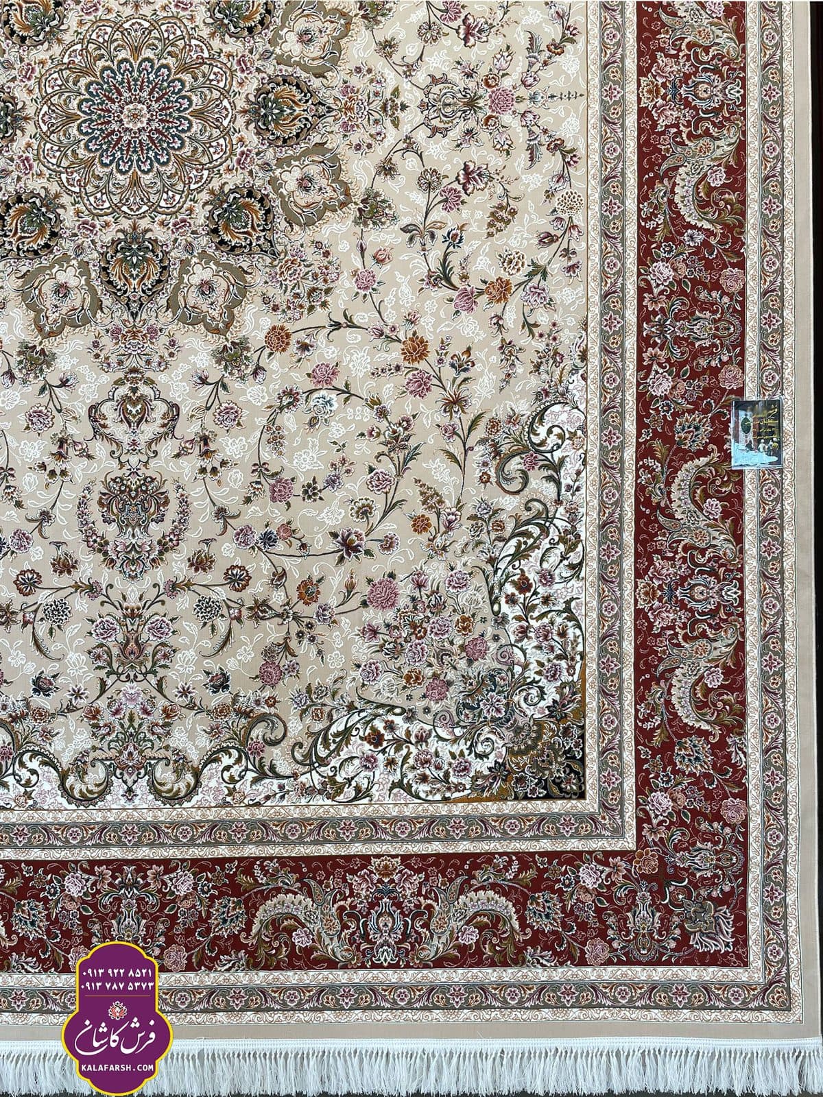 تصویر فرش ماشینی طرح سلطان کرم حاشیه مسی تبریز 1200 شانه — نمای 1