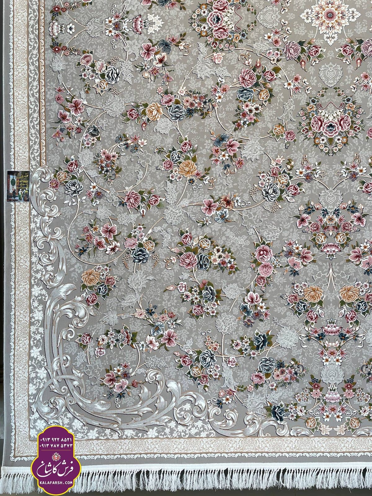 تصویر فرش ماشینی طرح پروا نقره ای تبریز 1200 شانه — نمای 1