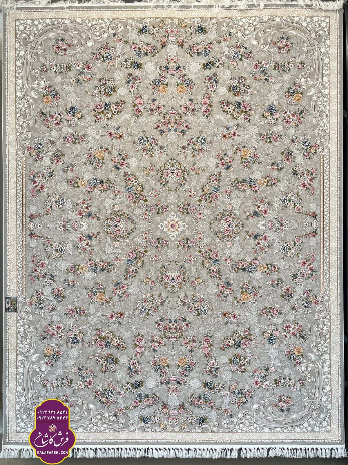 فرش ماشینی طرح پروا نقره ای تبریز 1200 شانه