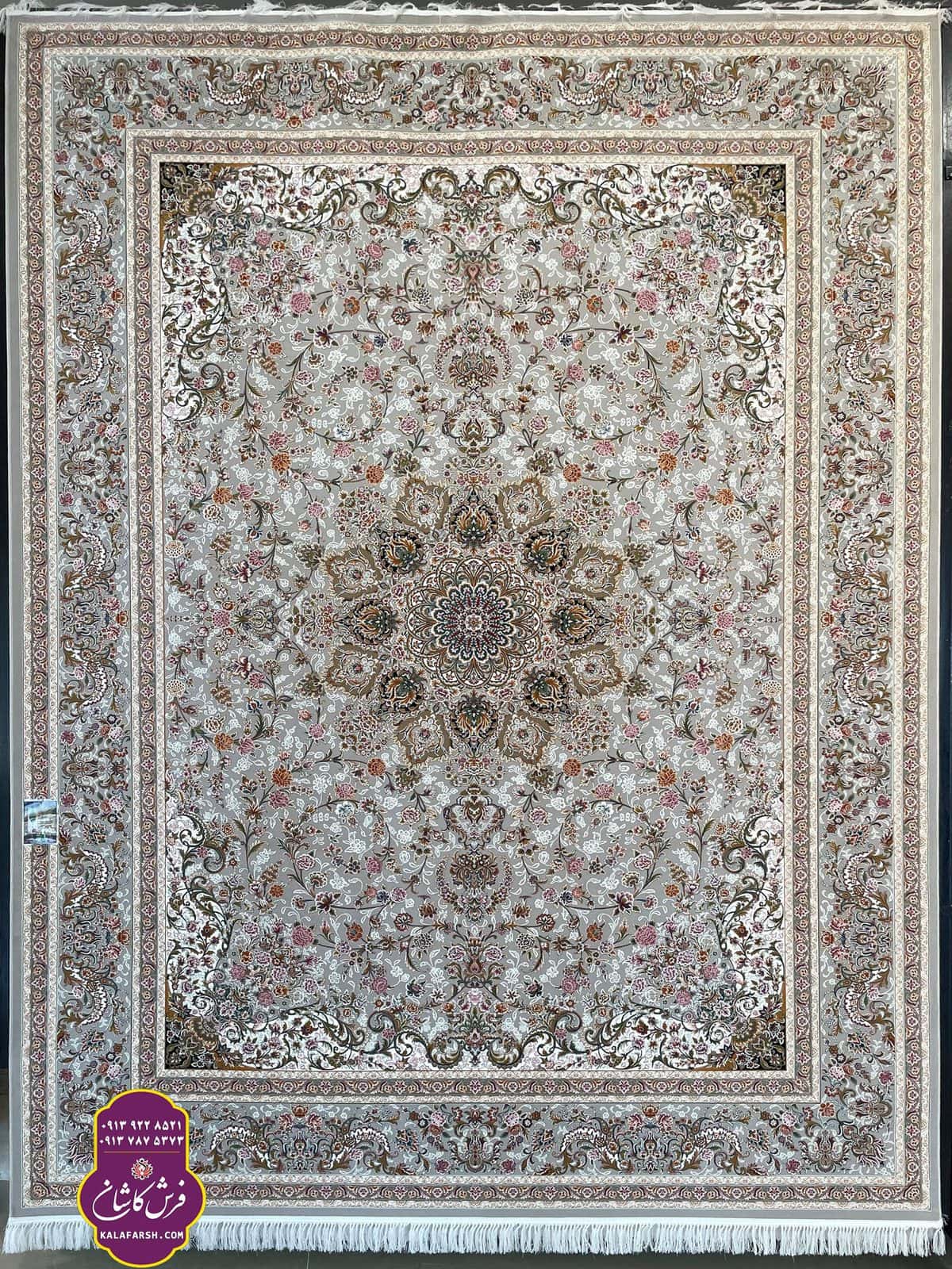 فرش ماشینی طرح سلطان نقره ای تبریز 1200 شانه