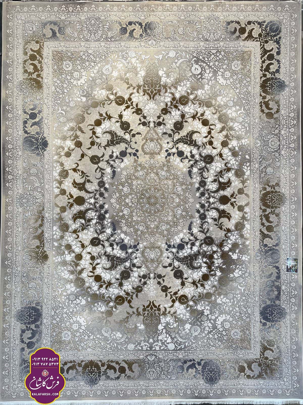 فرش ماشینی طرح مهراوا سیلور اشراقی 1200 شانه