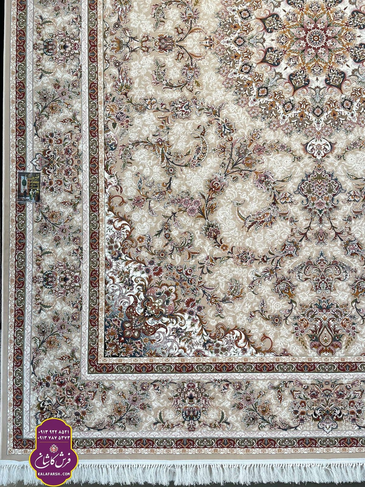 تصویر فرش ماشینی طرح یامور کرم تبریز 1200 شانه — نمای 1