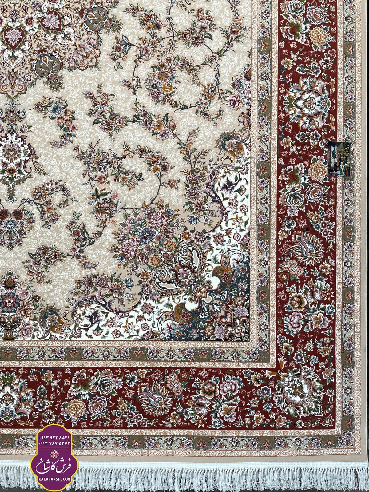 تصویر فرش ماشینی طرح جواهر کرم مسی تبریز 1200 شانه — نمای 1