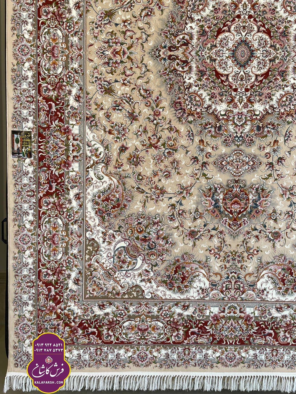 تصویر فرش ماشینی طرح خطیبی کرم تبریز 1200 شانه — نمای 1