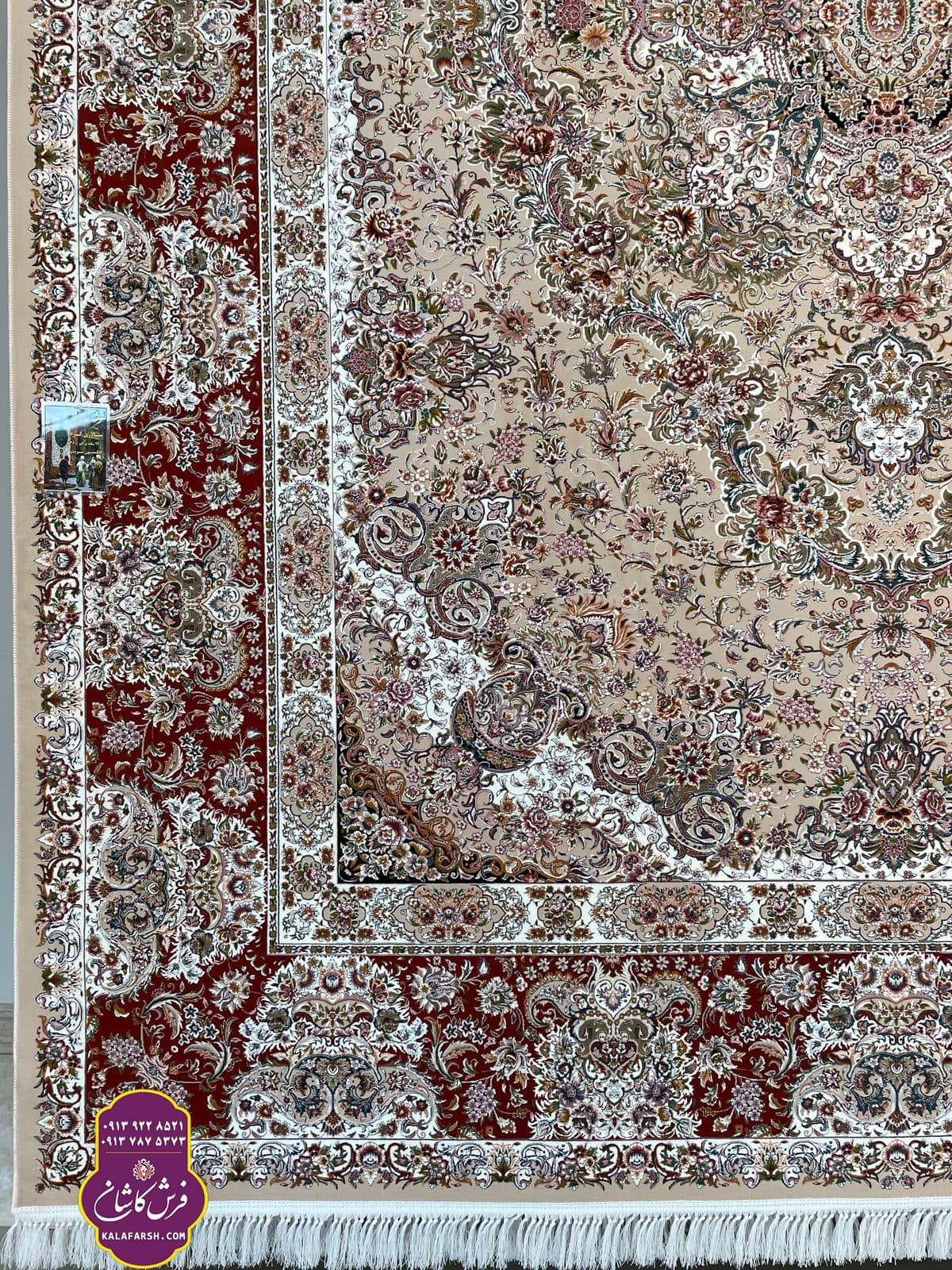 تصویر فرش ماشینی طرح سالاری کرم تبریز 1200 شانه — نمای 1