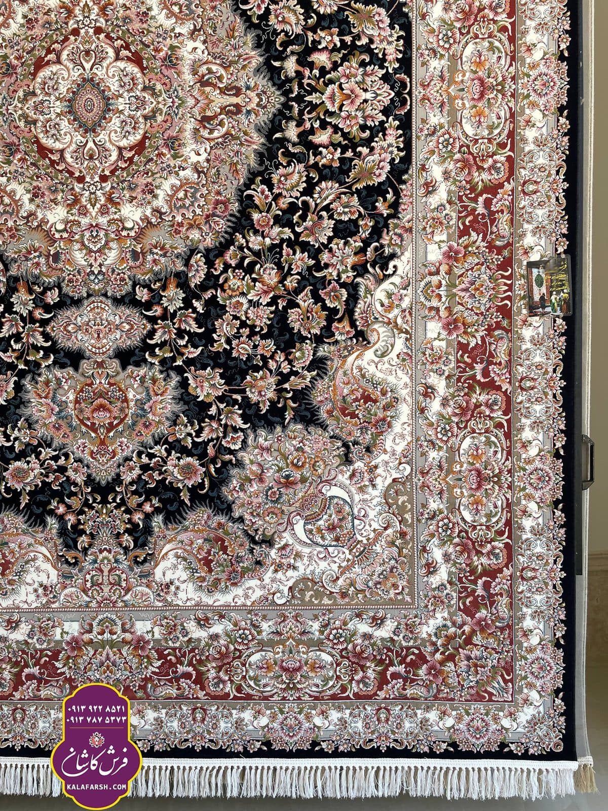 تصویر فرش ماشینی طرح خطیبه سرمه ای تبریز 1200 شانه — نمای 1