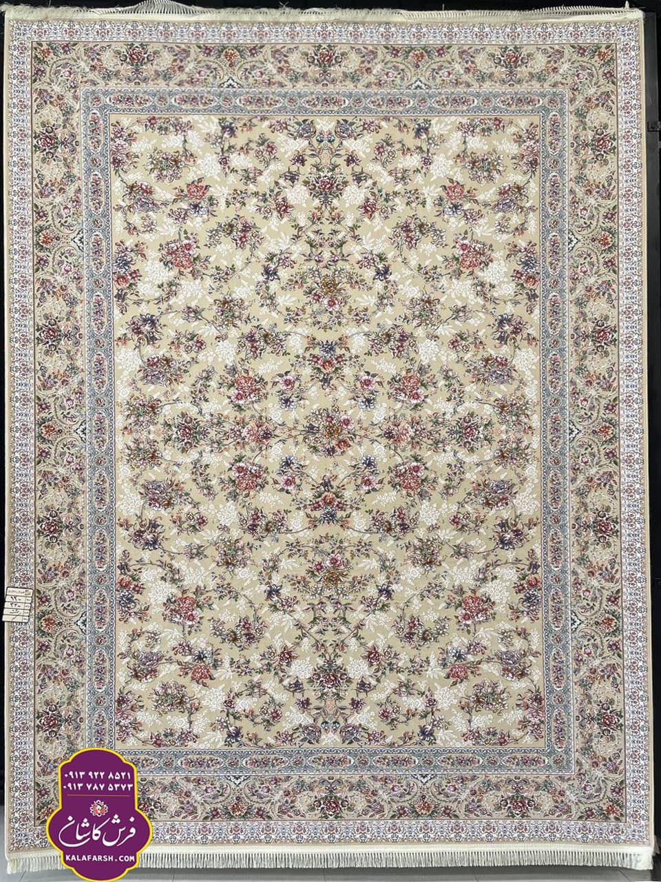 تصویر فرش بهشت کرم 1200 شانه گل برجسته — نمای 1