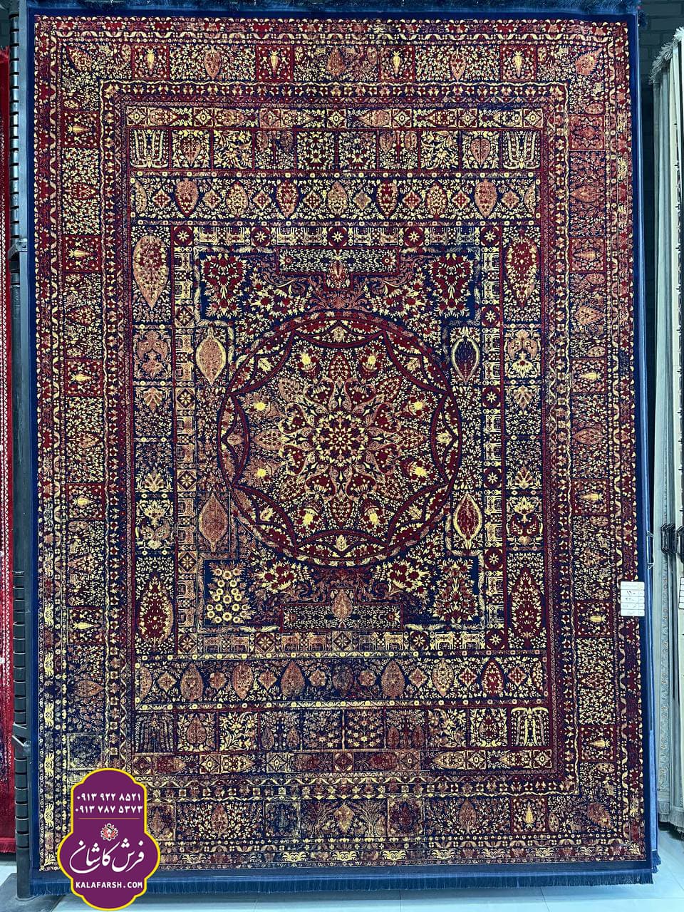 تصویر فرش کد1115 سرمه ای 1200 شانه گل برجسته — نمای 1