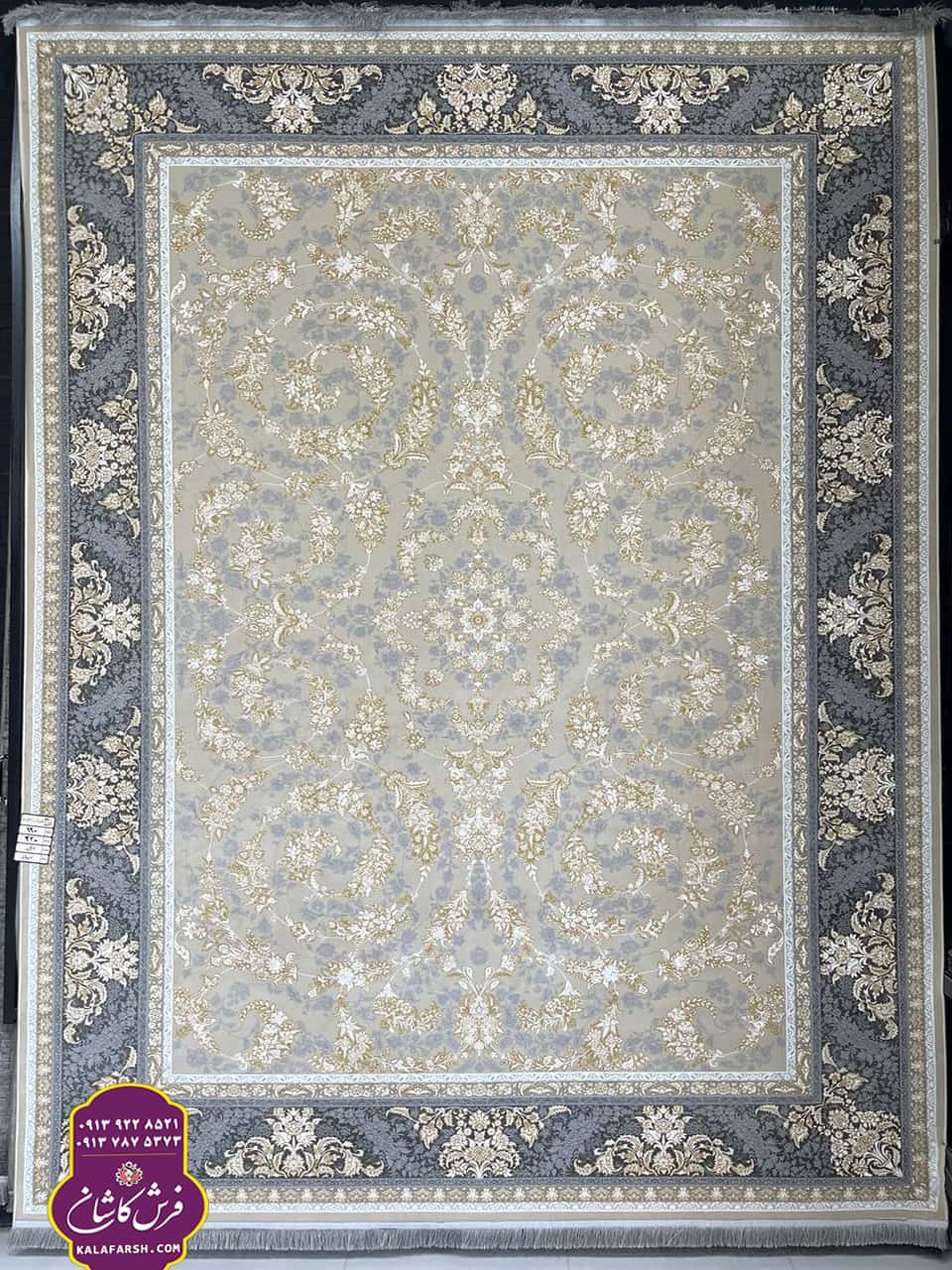 فرش مارال نقره ای 1200 شانه گل برجسته